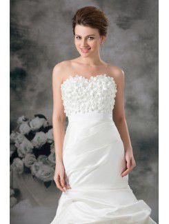 Satin Sweetheart Sweep Train Sheath Embroidered Wedding Dress