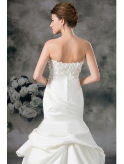 Satin Sweetheart Sweep Train Sheath Embroidered Wedding Dress