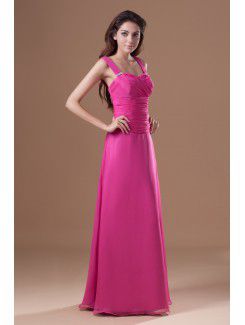 Chiffon Straps Floor Length A-line Prom Dress