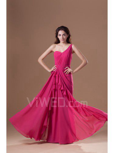 Chiffon One-Shoulder Floor Length Column Prom Dress