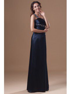 Satin One-Shoulder Floor Length Column Embroidered Prom Dress