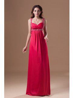 Chiffon Straps Floor Length Column Embroidered Prom Dress