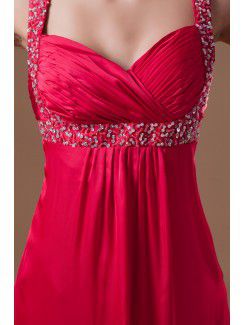 Chiffon Straps Floor Length Column Embroidered Prom Dress