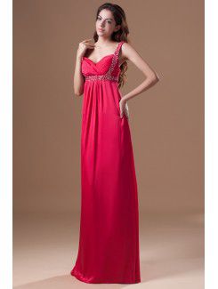 Chiffon Straps Floor Length Column Embroidered Prom Dress