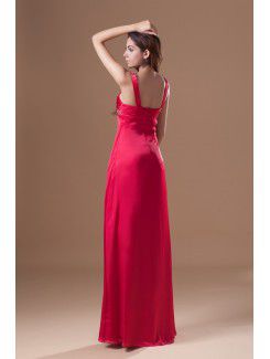 Chiffon Straps Floor Length Column Embroidered Prom Dress