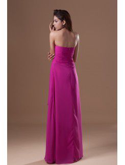 Chiffon Strapless Floor Length Column Embroidered Prom Dress