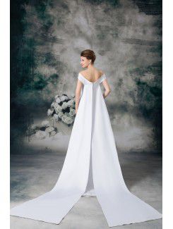 Satin Strapless Cathedral Train Sheath Embroidered Wedding Dress