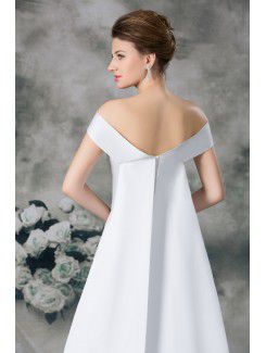 Satin Strapless Cathedral Train Sheath Embroidered Wedding Dress