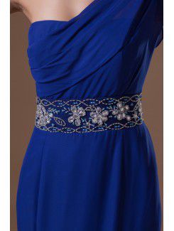 Chiffon Asymmetrical Floor Length Sheath Embroidered Prom Dress