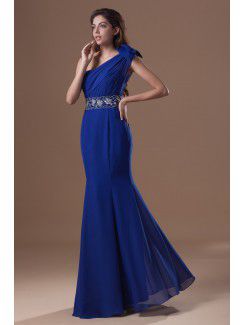 Chiffon Asymmetrical Floor Length Sheath Embroidered Prom Dress