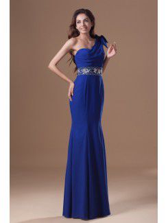 Chiffon Asymmetrical Floor Length Sheath Embroidered Prom Dress