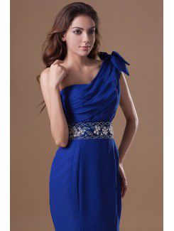 Chiffon Asymmetrical Floor Length Sheath Embroidered Prom Dress