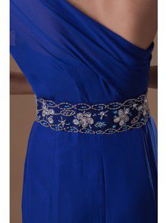 Chiffon Asymmetrical Floor Length Sheath Embroidered Prom Dress