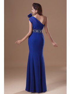 Chiffon Asymmetrical Floor Length Sheath Embroidered Prom Dress