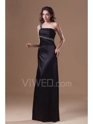 Satin ein-schulter bodenlange mantel bestickte ballkleid