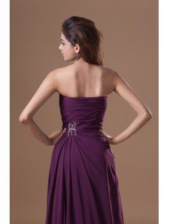 Chiffon Strapless Sweep Train Column Embroidered Prom Dress