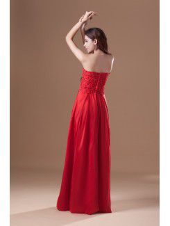 Taffeta Strapless Floor Length Column Embroidered Prom Dress