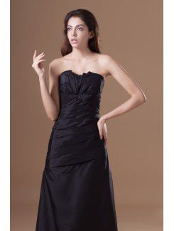 Taffeta Scallop Floor Length A-line Directionally Ruched Prom Dress