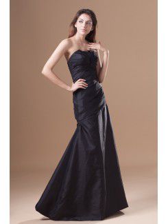 Taffeta Scallop Floor Length A-line Directionally Ruched Prom Dress