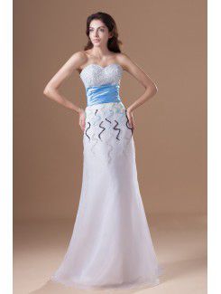 Organza Sweetheart Floor Length A-line Embroidered Prom Dress