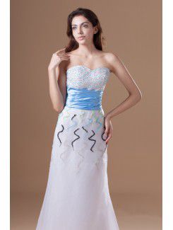 Organza Sweetheart Floor Length A-line Embroidered Prom Dress