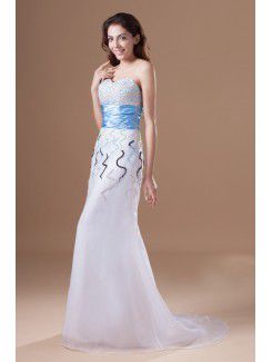 Organza Sweetheart Floor Length A-line Embroidered Prom Dress