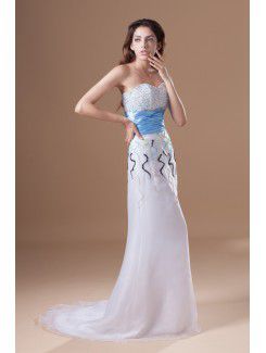 Organza Sweetheart Floor Length A-line Embroidered Prom Dress