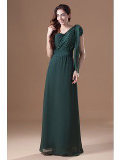 Chiffon-schulter bodenlange ballkleid spalte