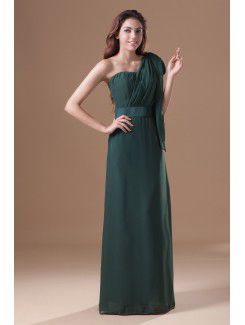 Chiffon One-Shoulder Floor Length Column Prom Dress