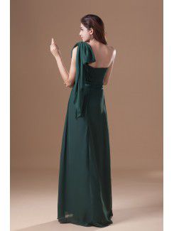 Chiffon One-Shoulder Floor Length Column Prom Dress