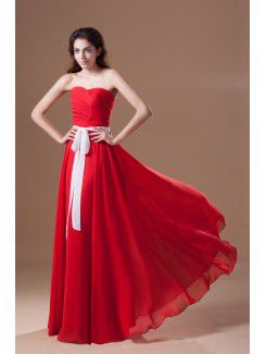 Chiffon Sweetheart Floor Length Column Sash Prom Dress