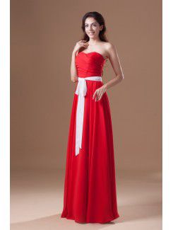 Chiffon Sweetheart Floor Length Column Sash Prom Dress