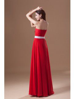 Chiffon Sweetheart Floor Length Column Sash Prom Dress