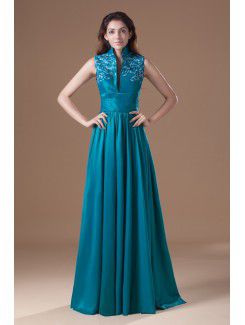 Taffeta V-Neck Sweep Train Corset Embroidered Prom Dress