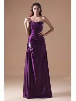 Satin Sweetheart Floor Length A-line Embroidered Prom Dress