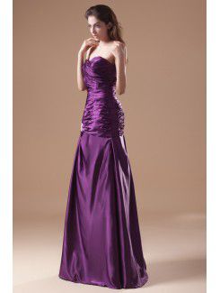 Satin Sweetheart Floor Length A-line Embroidered Prom Dress