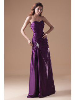 Satin Sweetheart Floor Length A-line Embroidered Prom Dress