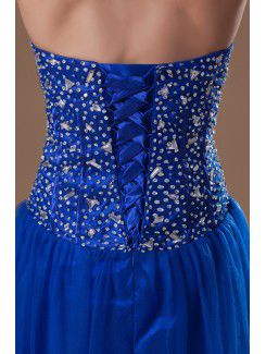 Net Sweetheart Sweep Train A-line Embroidered Prom Dress