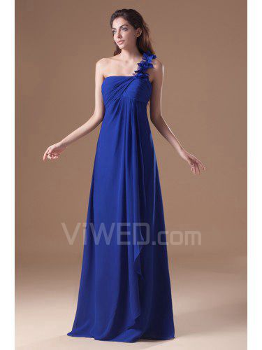 Chiffon One-Shoulder Floor Length Column Prom Dress