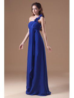 Chiffon One-Shoulder Floor Length Column Prom Dress