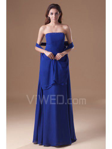 Chiffon strapless vloer lengte kolom pailletten galajurk