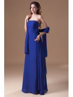 Chiffon Strapless Floor Length Column Sequins Prom Dress