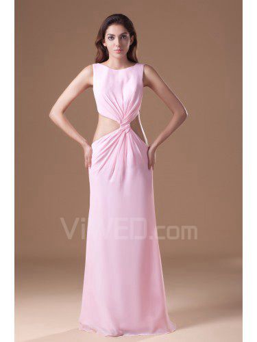 Chiffon Scoop Floor Length Column Prom Dress