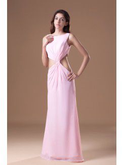 Chiffon Scoop Floor Length Column Prom Dress