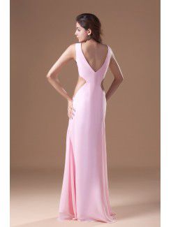 Chiffon Scoop Floor Length Column Prom Dress
