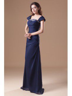 Chiffon Straps Floor Length A-line Embroidered Prom Dress