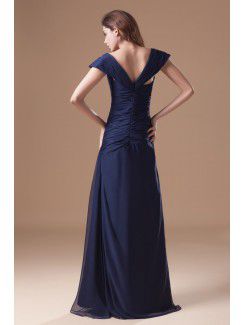 Chiffon Straps Floor Length A-line Embroidered Prom Dress