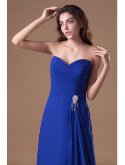 Chiffon Sweetheart Sweep Train Column Embroidered Prom Dress