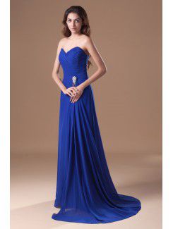 Chiffon Sweetheart Sweep Train Column Embroidered Prom Dress