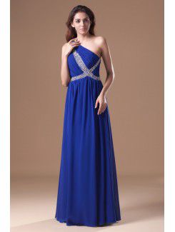 Chiffon Asymmetrical Floor Length Column Embroidered Prom Dress